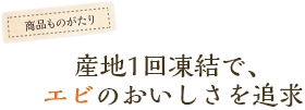 産地1回凍結で、エビのおいしさを追求