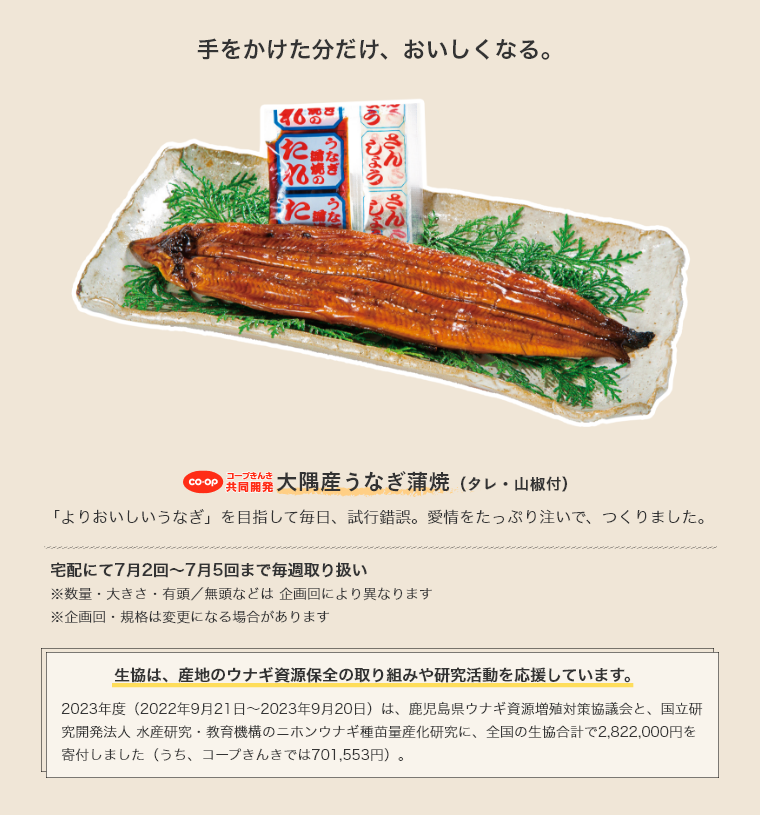 大隅産うなぎ蒲焼(タレ・山椒付)