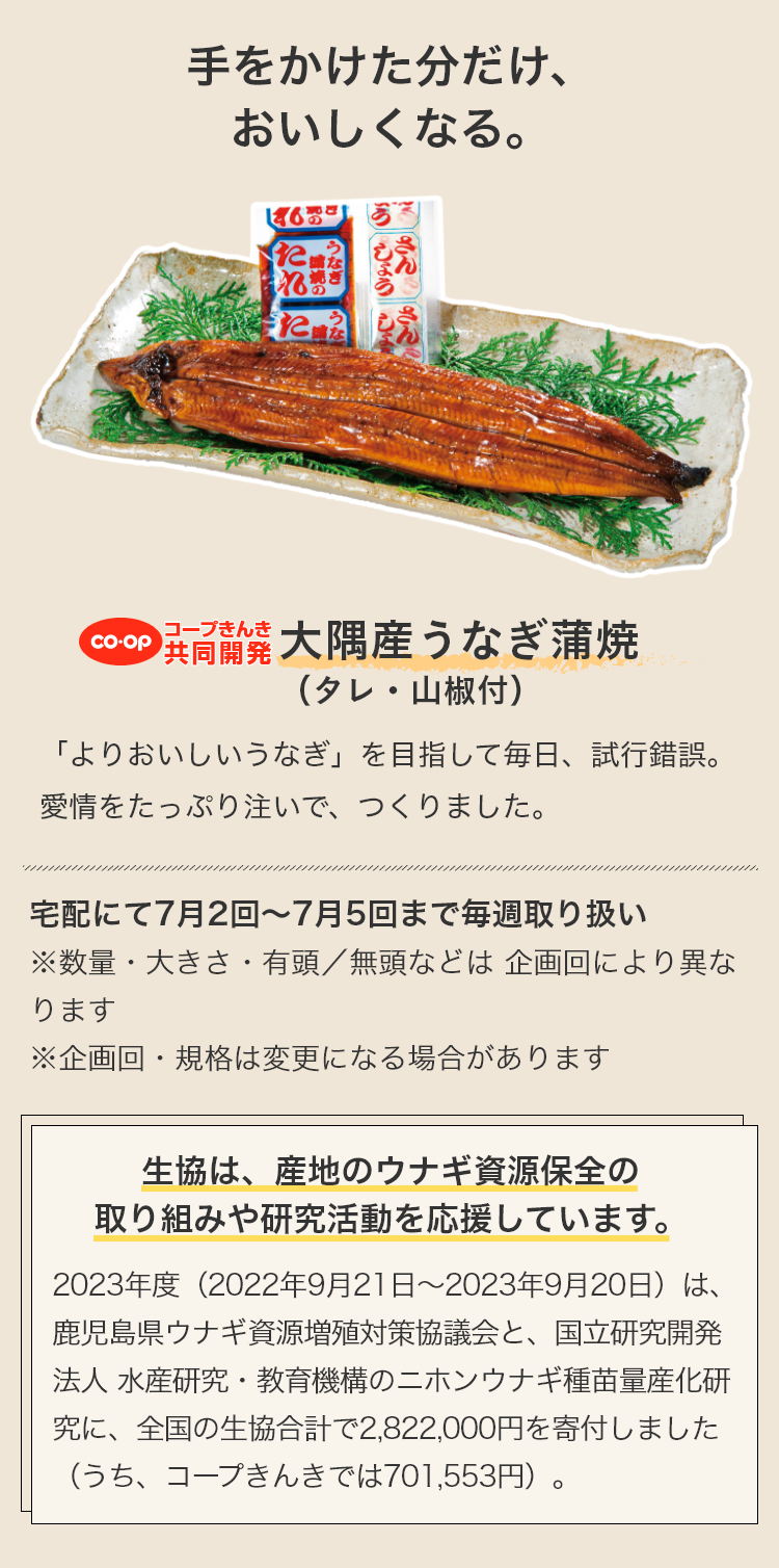 大隅産うなぎ蒲焼(タレ・山椒付)