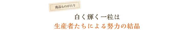 白く輝く一粒は生産者たちによる努力の結晶