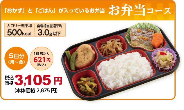 「おかず」と「ごはん」が入っているお弁当