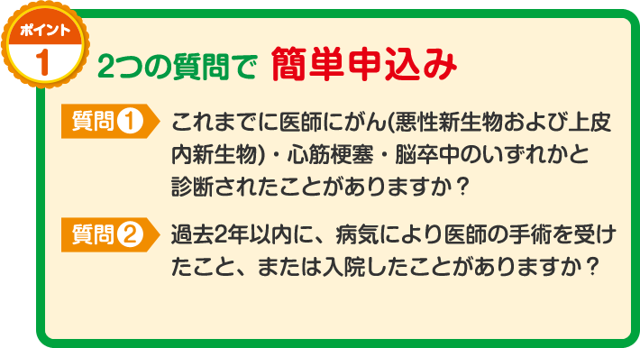 ポイント1　2つの質問で簡単申込み