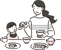 家族が食事をしているイメージイラスト