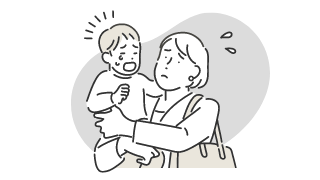 子ども連れの買い物が大変 イメージイラスト