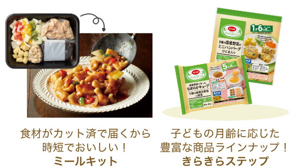 食材がカット済で届くから時短でおいしい！ミールキット 子どもの月齢に応じた豊富な商品ラインナップ！きらきらステップ